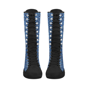 TIGER BLUE SKIN Canvas Long Boots For Women Model 7013H