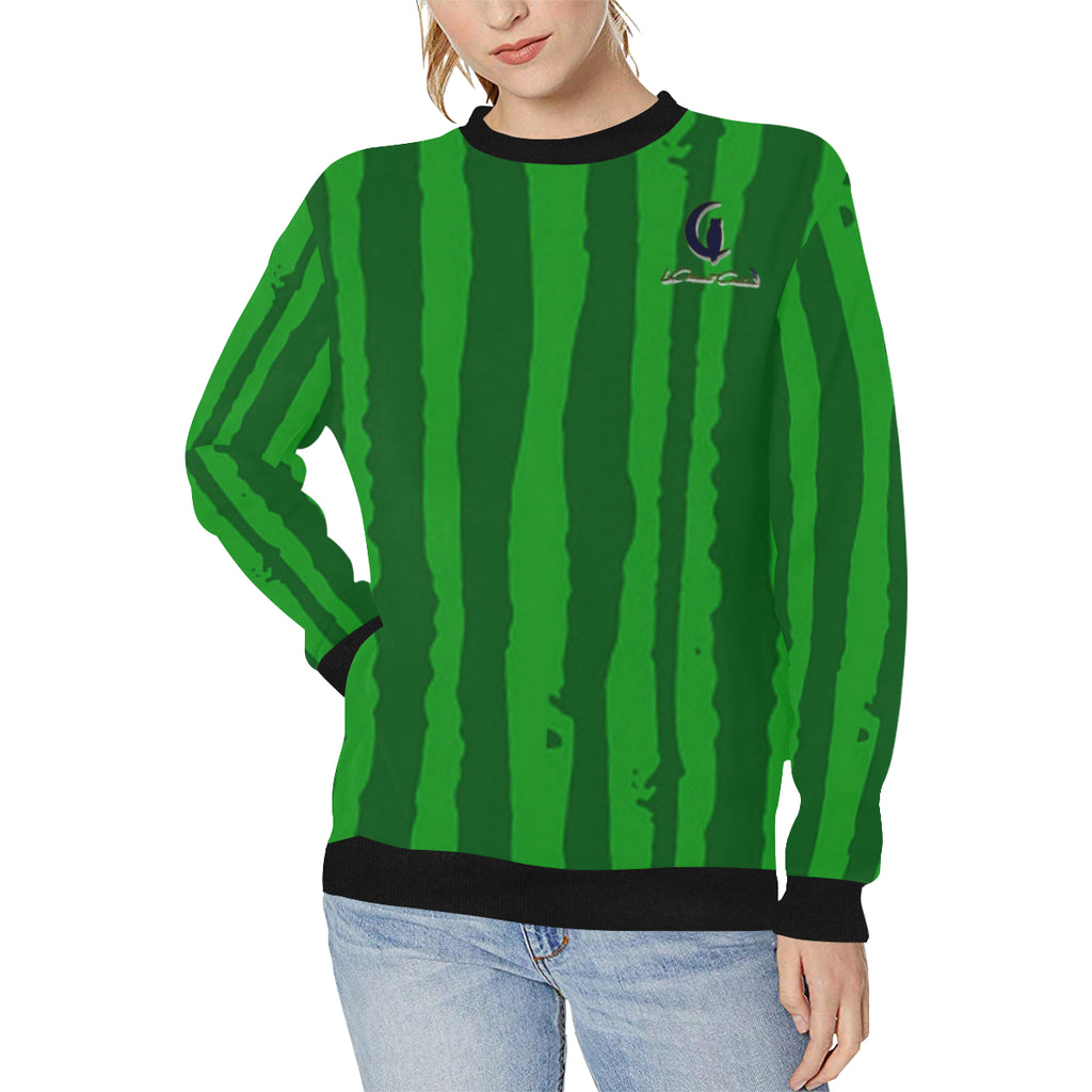 watermelon Women's Rib Cuff Crew Neck Sweatshirt