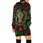 KMT WORLD FIST UP All Over Print Hoodie Mini Dress