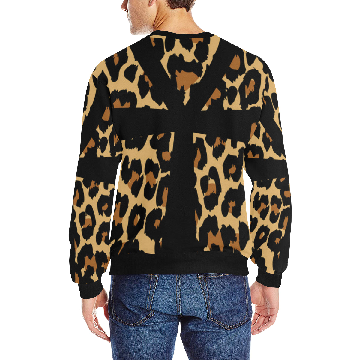 CHEETAH ANKH Men's Rib Cuff Crew Neck Sweatshirt