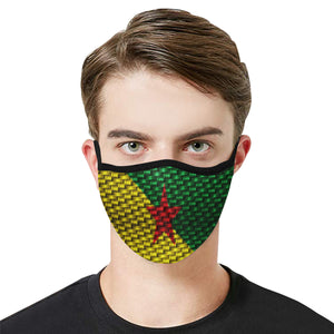 FR GUYANA FLAG Mouth Mask in One Piece (2 Filters Included) (Model M02)