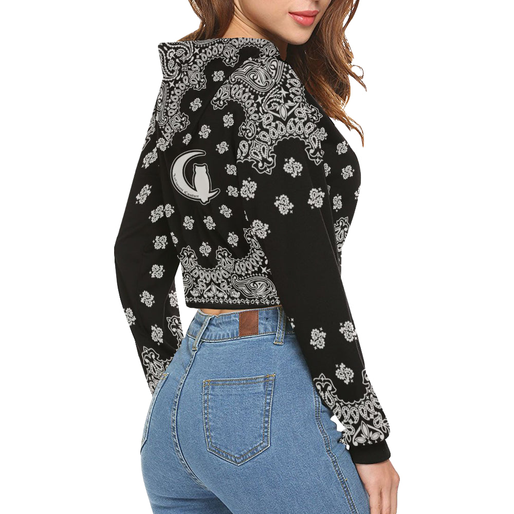 BANDANA BLCC All Over Print Crop Hoodie for Women