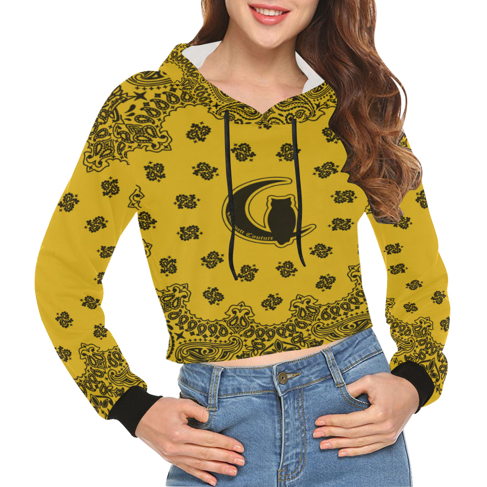 BANDANA LK All Over Print Crop Hoodie for Women