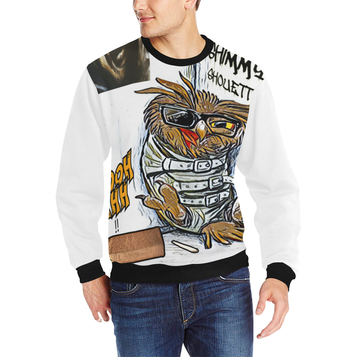 SHIMMY SHIMMY YA Men's Rib Cuff Crew Neck Sweatshirt