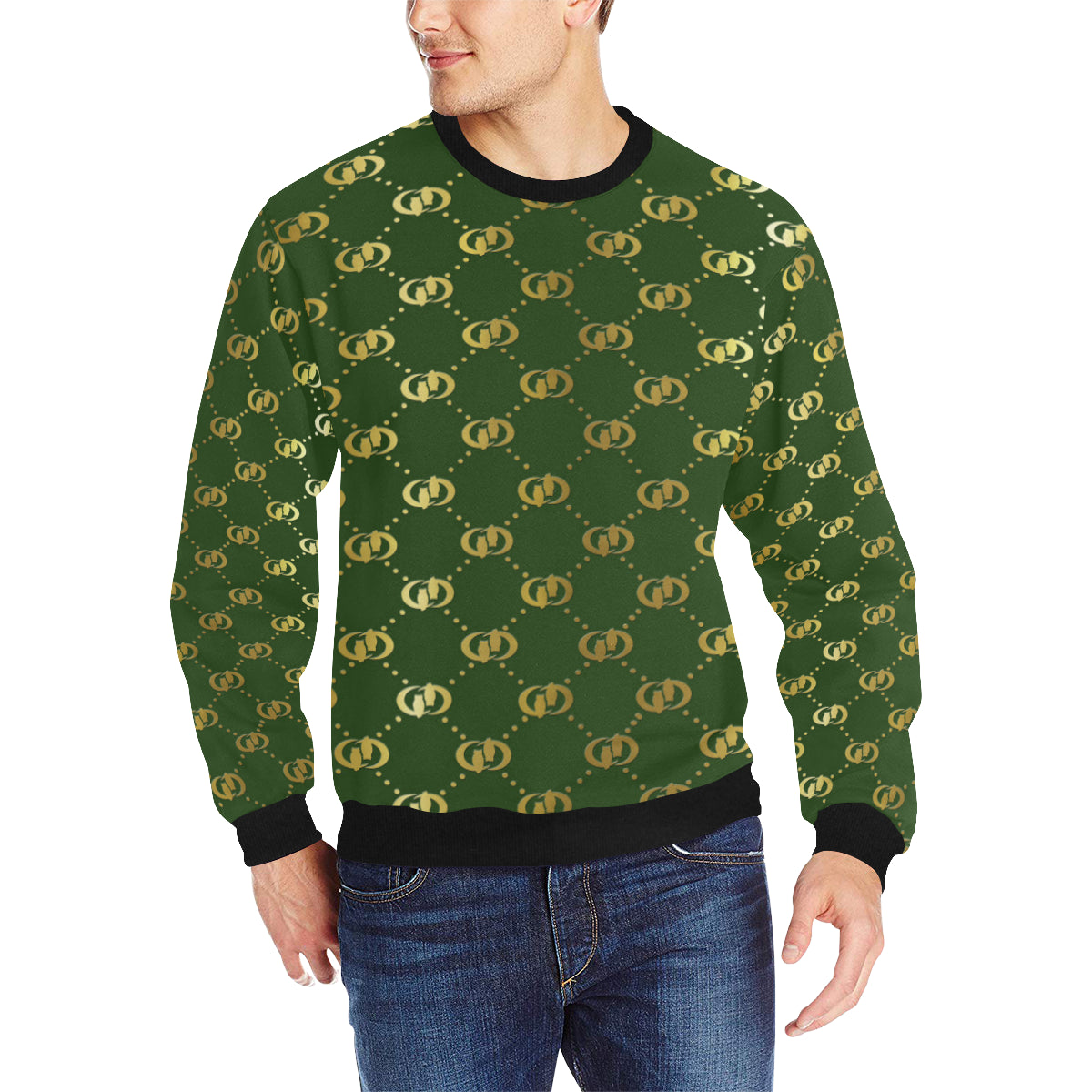 EXCELLENCE KAKIGLD Men's Rib Cuff Crew Neck Sweatshirt
