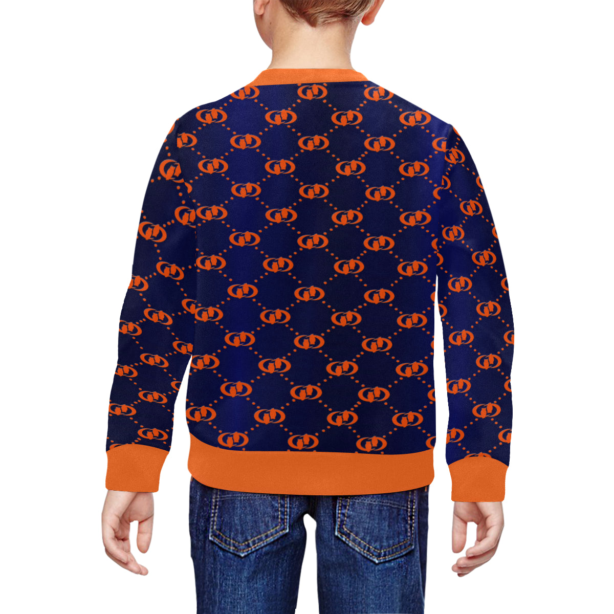 EXCELLANCE ORANGE All Over Print Crewneck Sweatshirt for Kids (Model H29)