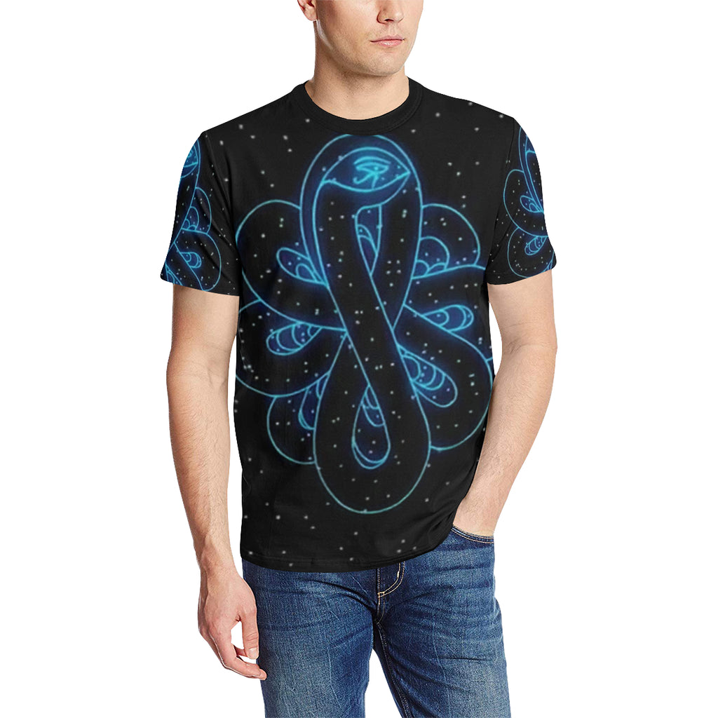 SNAKE OF CREATION WADJET Men's All Over Print T-Shirt (Solid Color Neck) (Model T63)