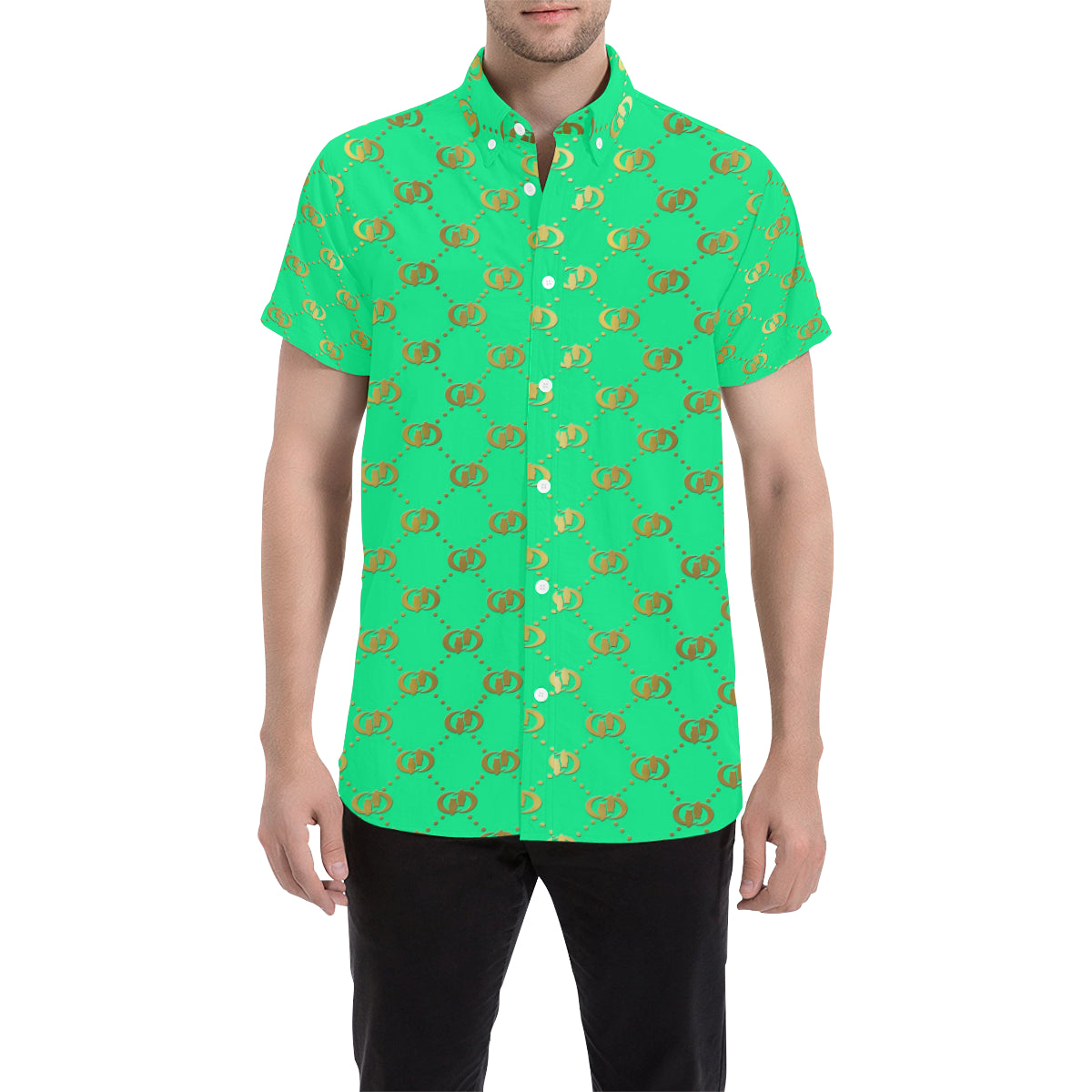 EXCELLENCE TRQGLD Men's All Over Print Short Sleeve Shirt