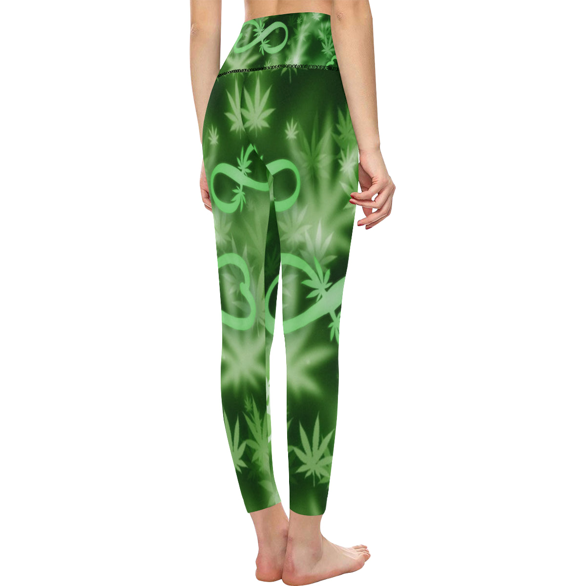 INFINITY GREEN COSMOS All Over Print High-Waisted Leggings (Model L36)