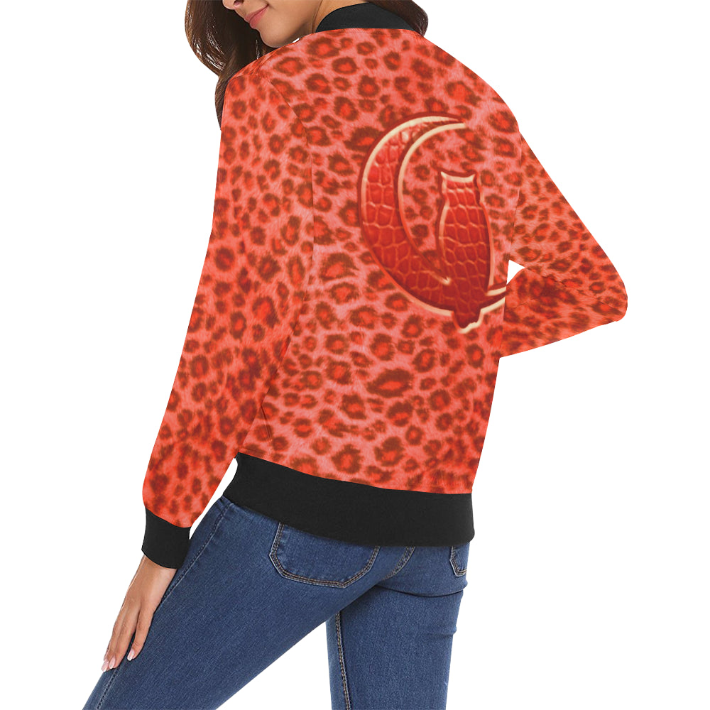 RED TIGER SKIN All Over Print Bomber Jacket for Women (Model H19)