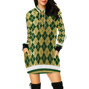 ARLEQUIN GREEN All Over Print Hoodie Mini Dress