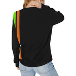 FRESH UP BACC ORANGE Women's Rib Cuff Crew Neck Sweatshirt (Model H34)
