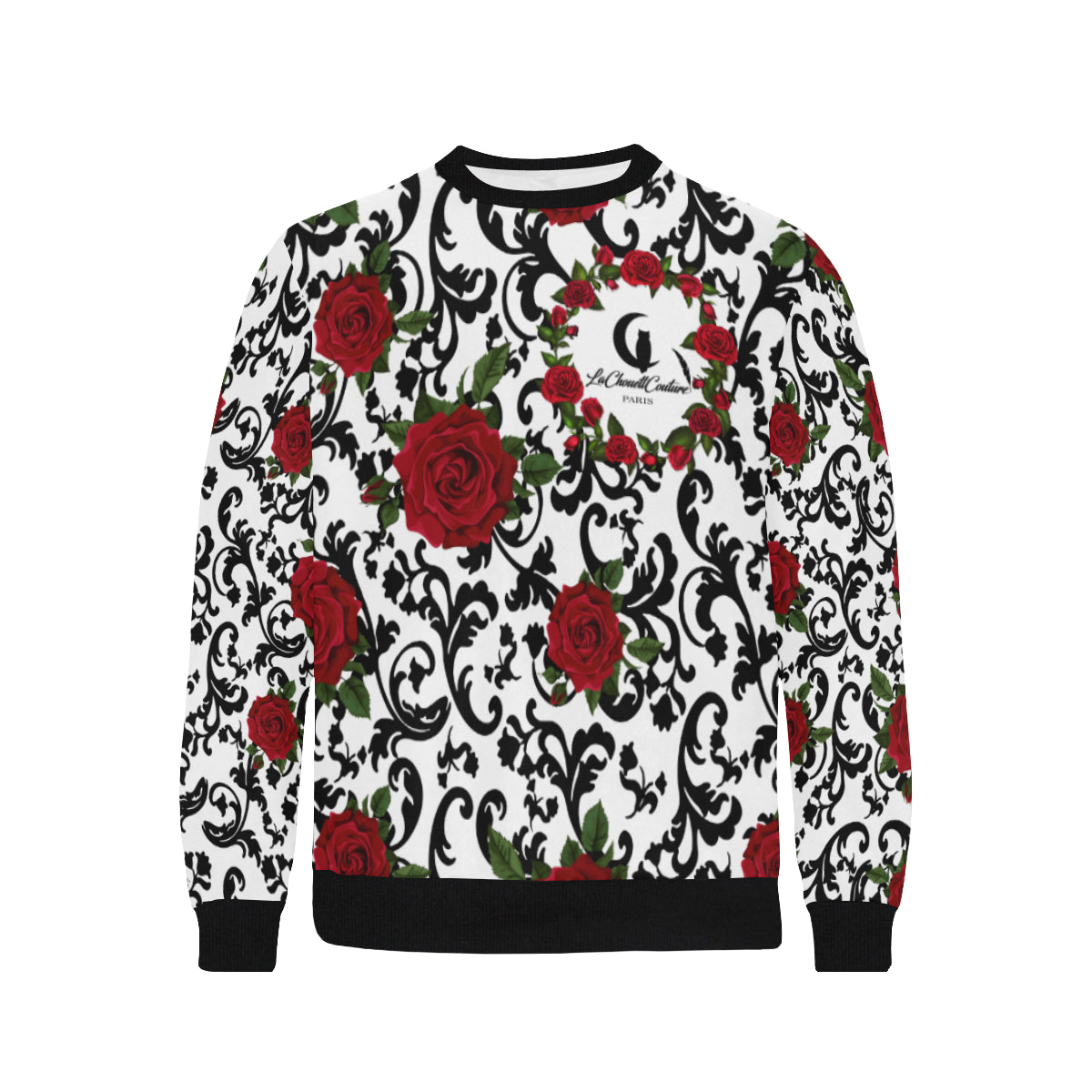 RED ROSES Men's Rib Cuff Crew Neck Sweatshirt