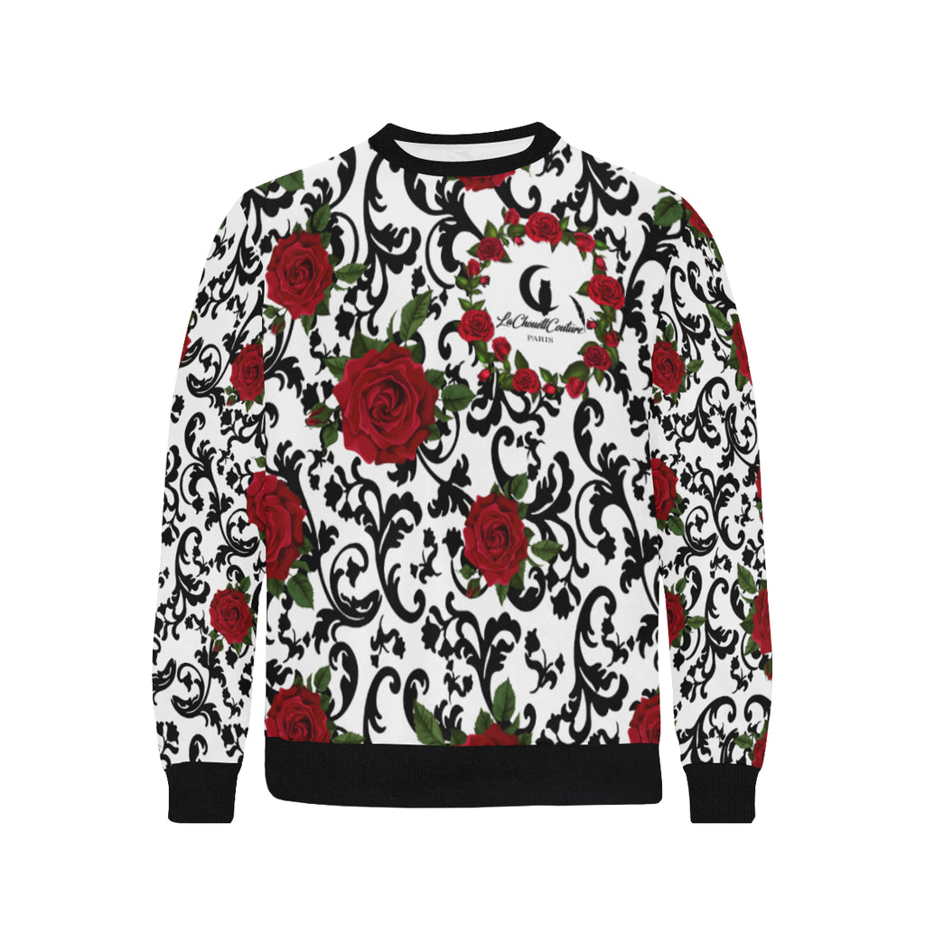 RED ROSES Men's Rib Cuff Crew Neck Sweatshirt