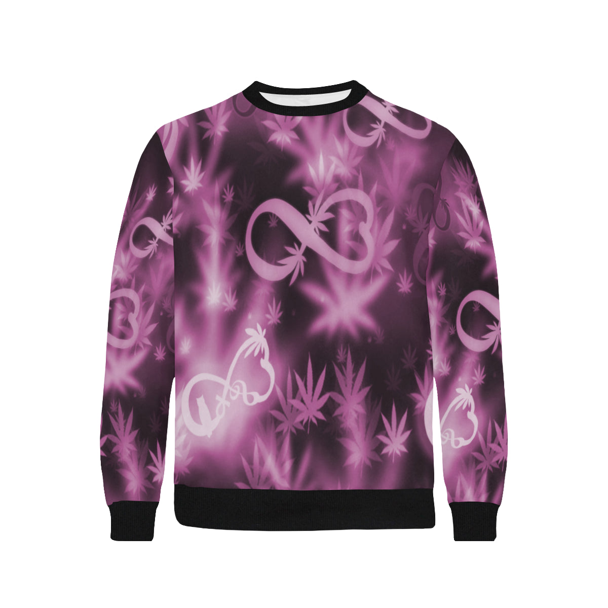 INFINITY PURPLE COSMOS Men's Rib Cuff Crew Neck Sweatshirt (Model H34)