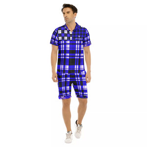 FLEXIN PLAID BLUE Men's Short Sleeve Shirt Sets