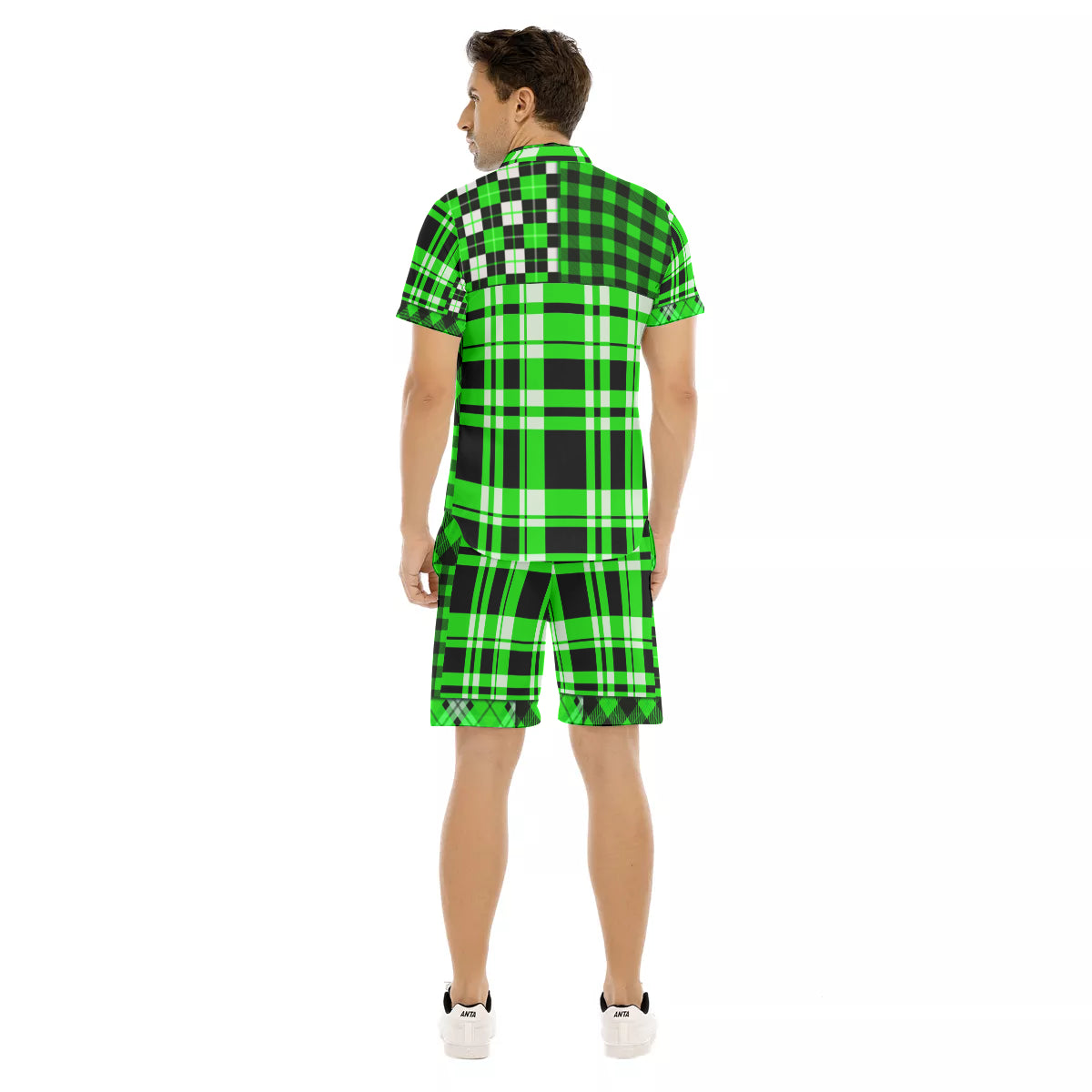 FLEXIN PLAID FLUO Men's Short Sleeve Shirt Sets