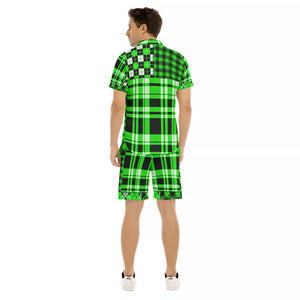 FLEXIN PLAID FLUO Men's Short Sleeve Shirt Sets