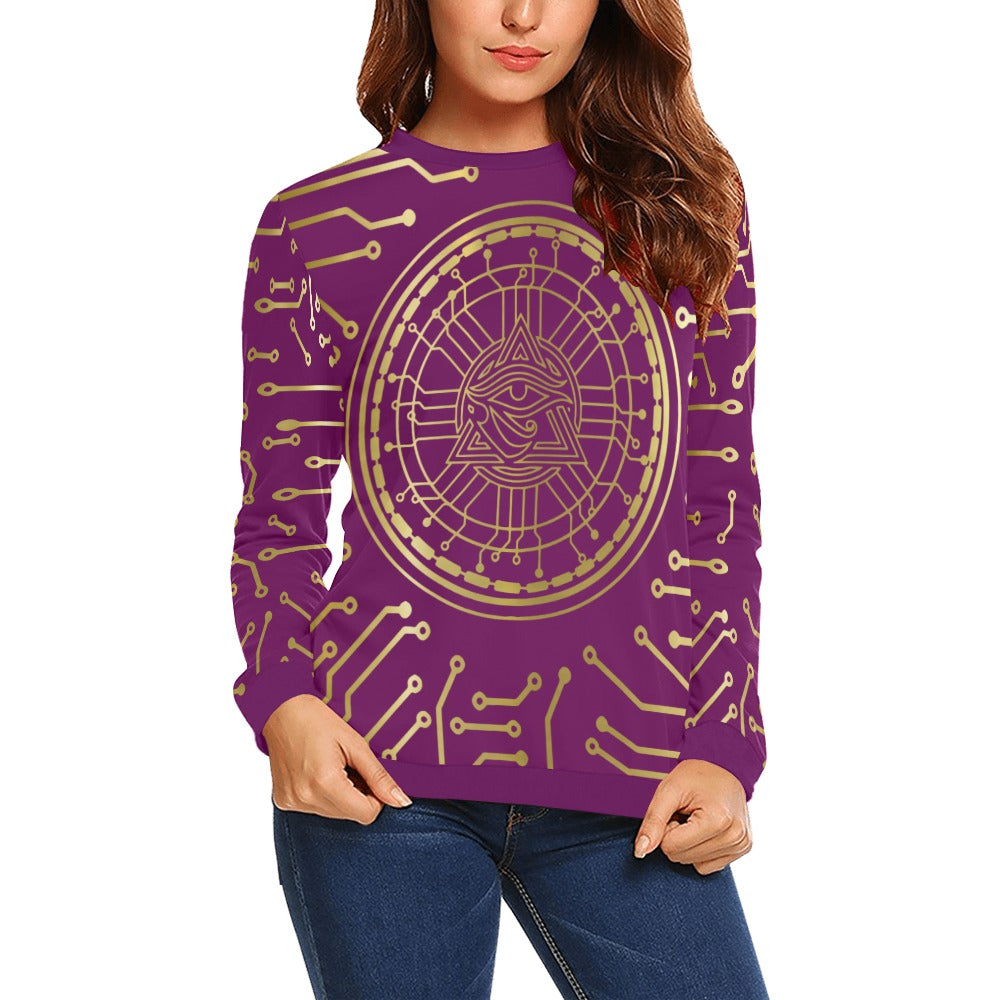 CRYPTO KMT All Over Print Crewneck Sweatshirt for Women