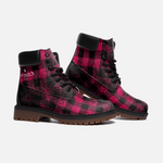 DUSTY PLAID PINKISH Casual Leather  boots TB