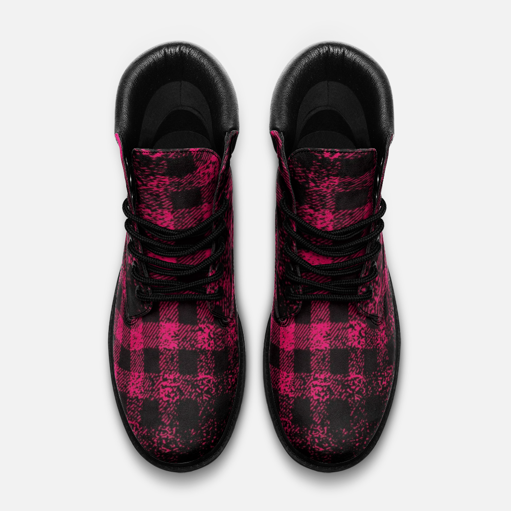 DUSTY PLAID PINKISH Casual Leather  boots TB