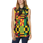 KENTE BUTAN Women's Bow Tie V-Neck Sleeveless Shirt