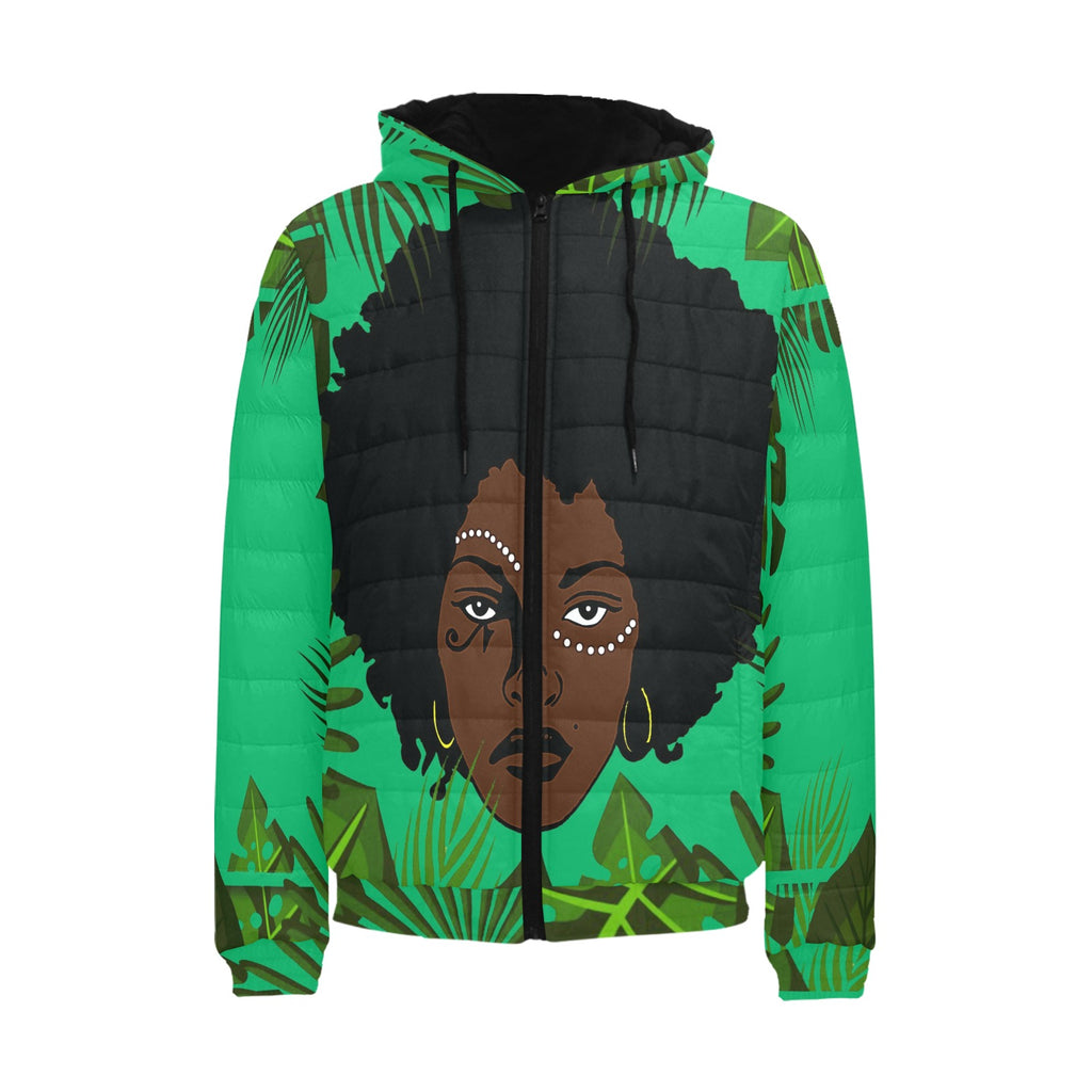 TROPICAL KWEEN FOREST Men's Padded Hooded Jacket