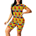 KENTE BLUE Women's Short Yoga Set