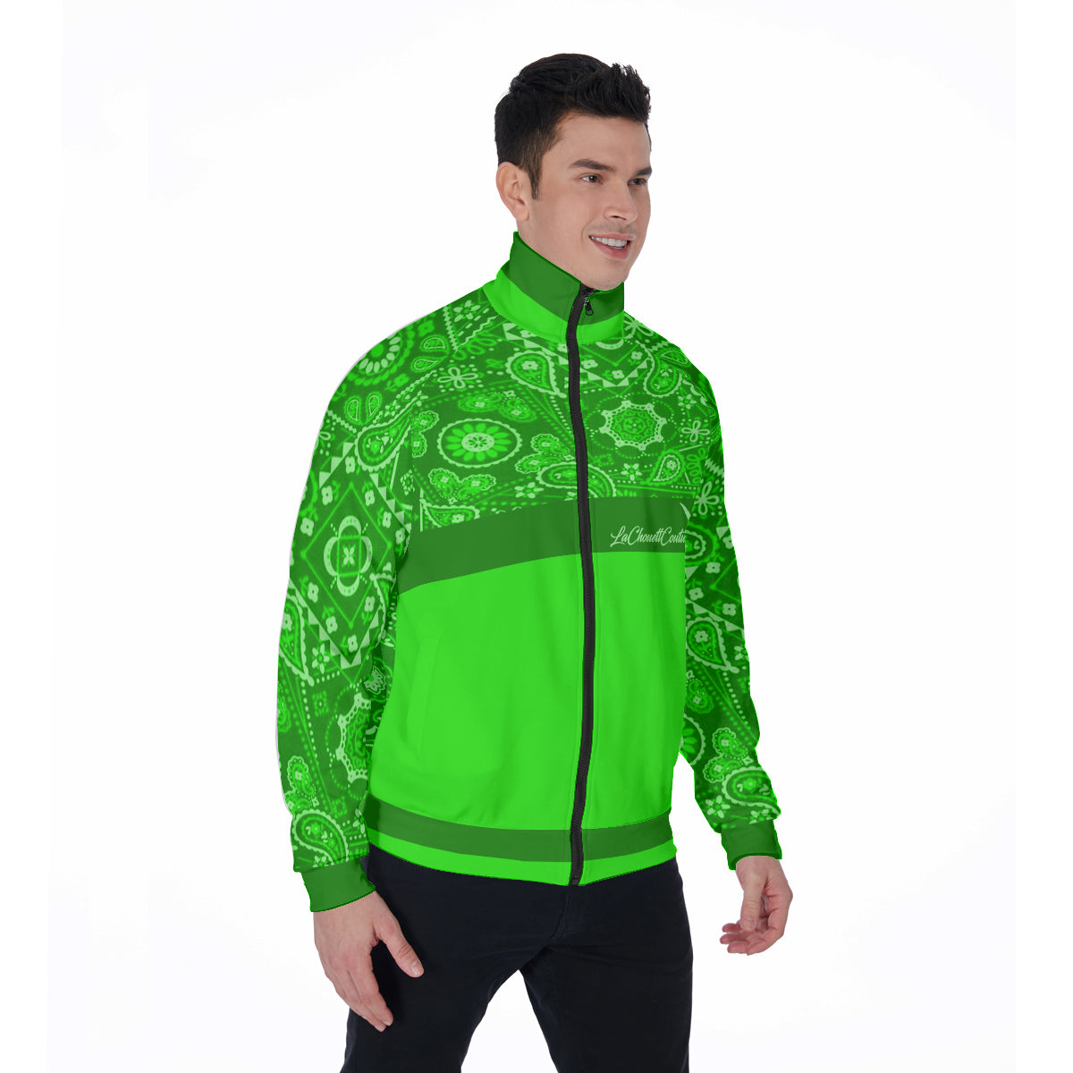 BANDANA VIRAL GREEN Stand Collar Jacket