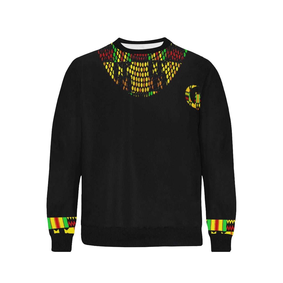 KENTE RAS STRASS Men's Rib Cuff Crew Neck Sweatshirt