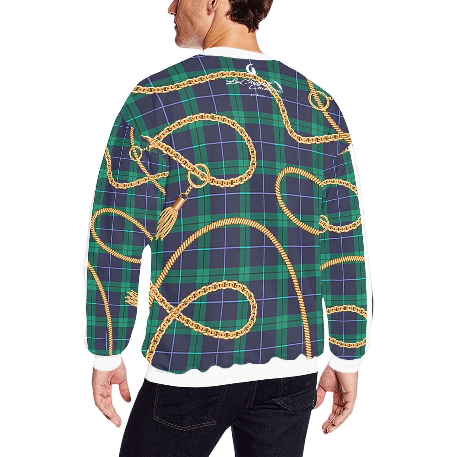 PLAID IN GOLD All Over Print Crewneck Sweatshirt for Men