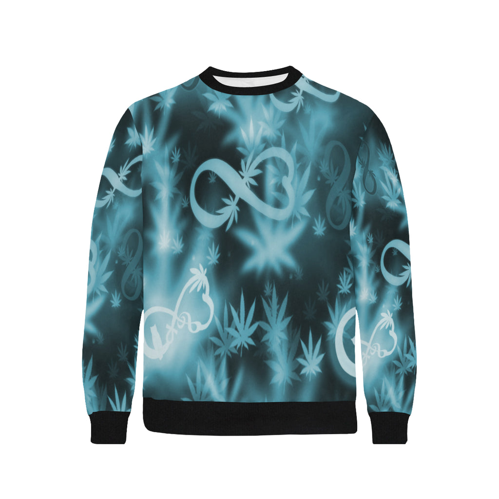 INFINITY BLUE COSMOS Men's Rib Cuff Crew Neck Sweatshirt