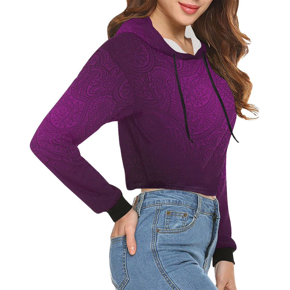 LUXURY PRPLE GANG All Over Print Crop Hoodie for Women (Model H22)