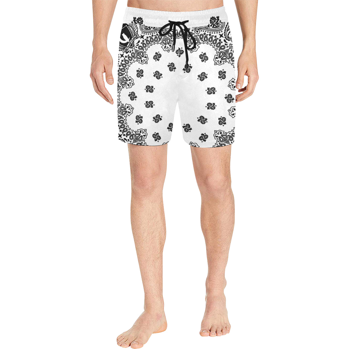 BANDANA WHT Men's Mid-Length Swim Shorts
