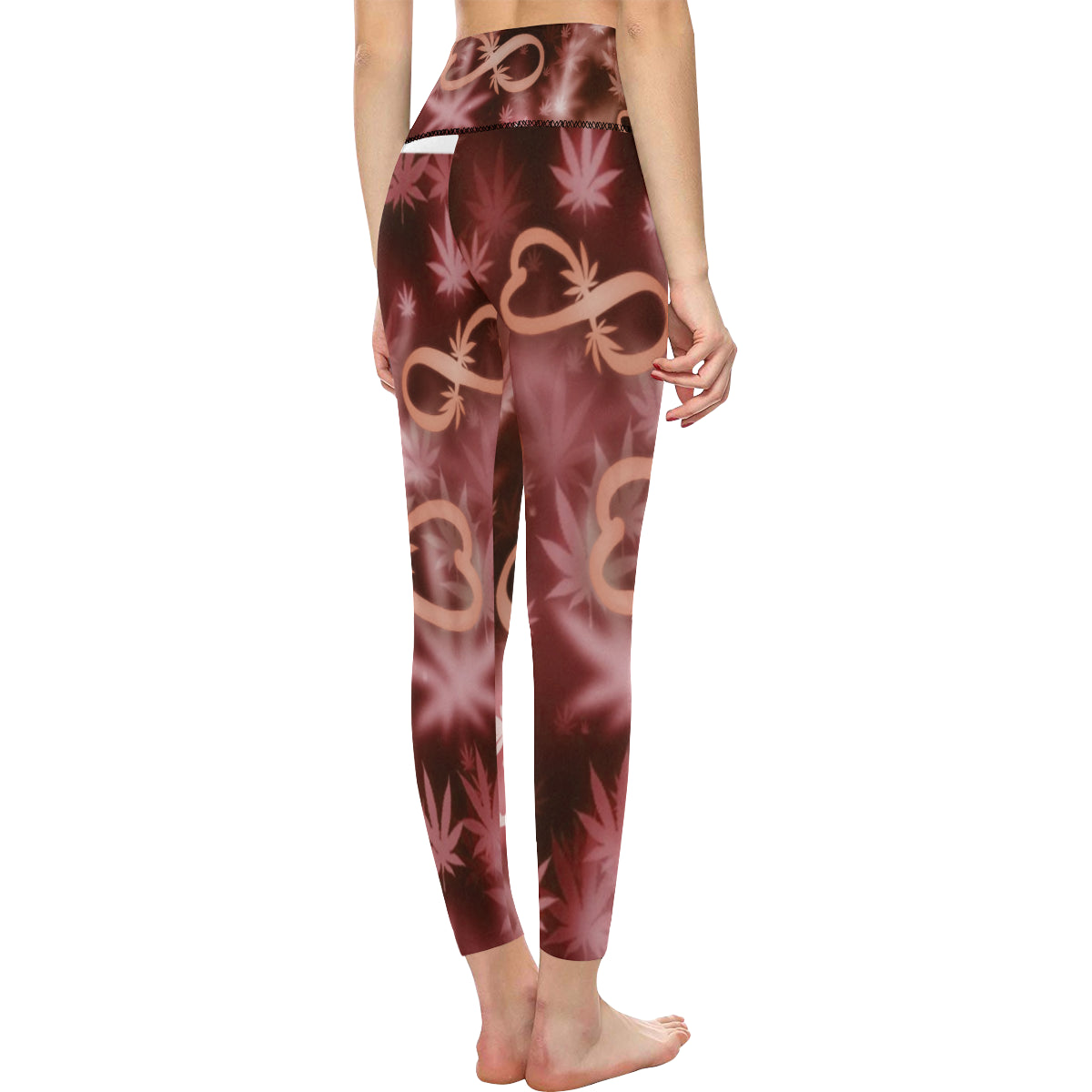 INFINITY RED COSMOS All Over Print High-Waisted Leggings (Model L36)