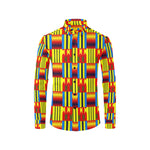 KENTE BLUE Men's All Over Print Casual Dress Shirt