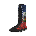 HAITI FLAG Canvas Long Boots For Women Model 7013H