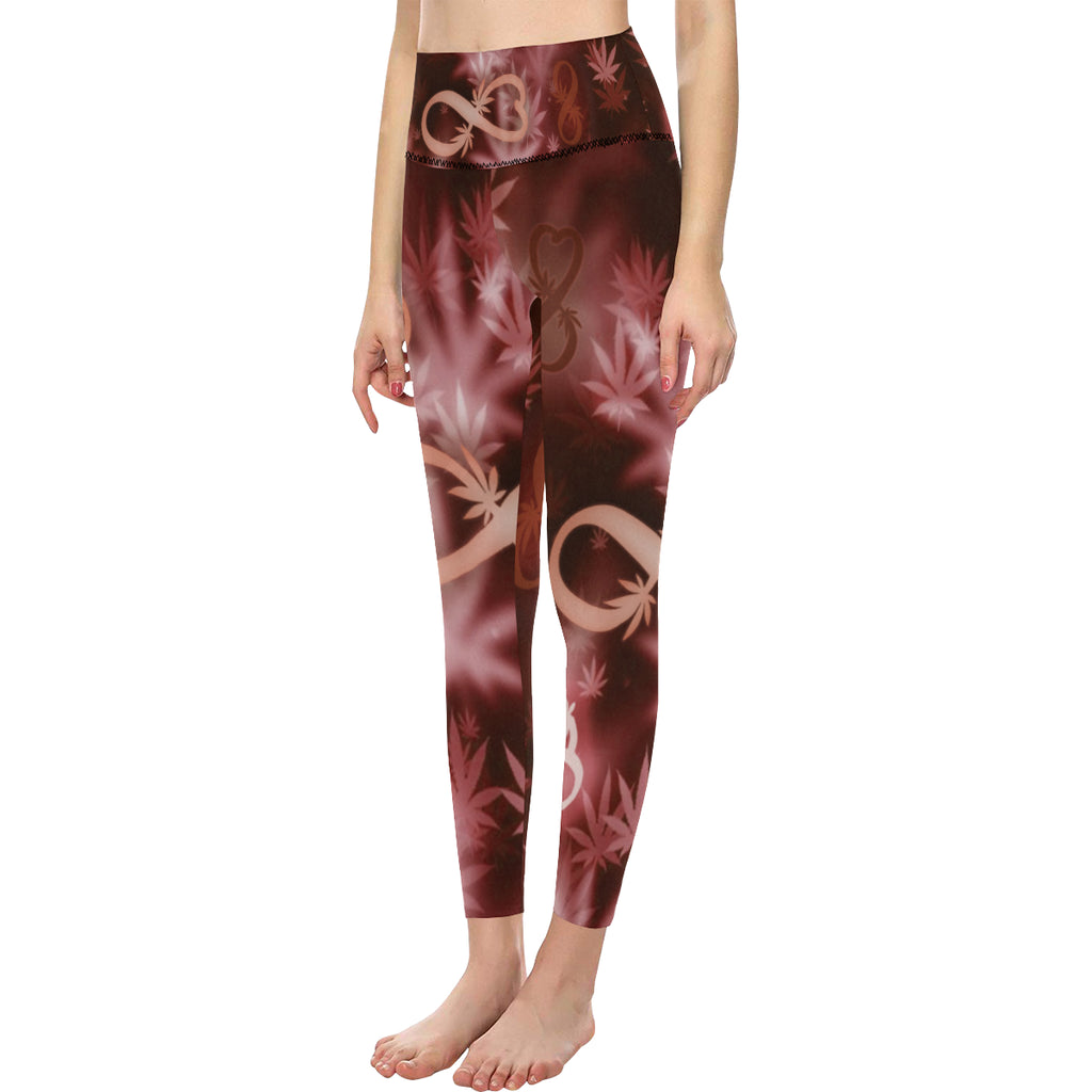 INFINITY RED COSMOS All Over Print High-Waisted Leggings (Model L36)