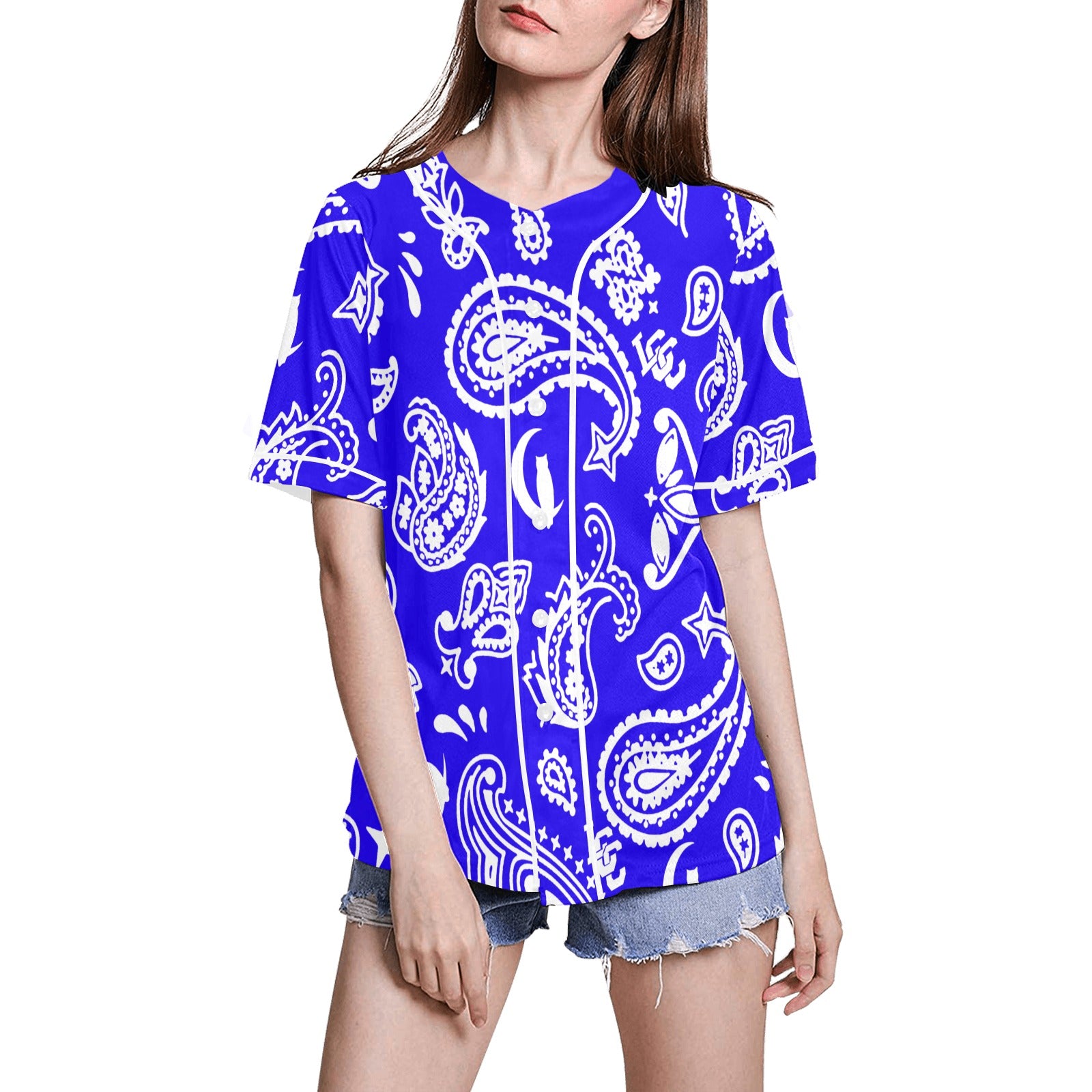 BANDANA PAISLEY All Over Print Baseball Jersey for Women