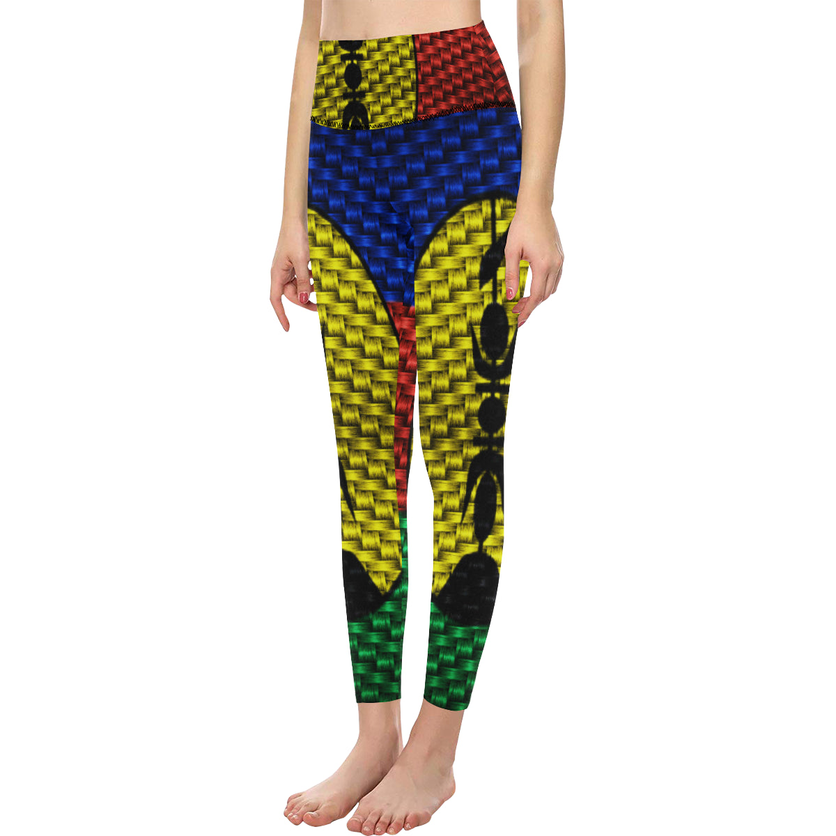 NOUVELLE CALEDONIE FLAG All Over Print High-Waisted Leggings (Model L36)