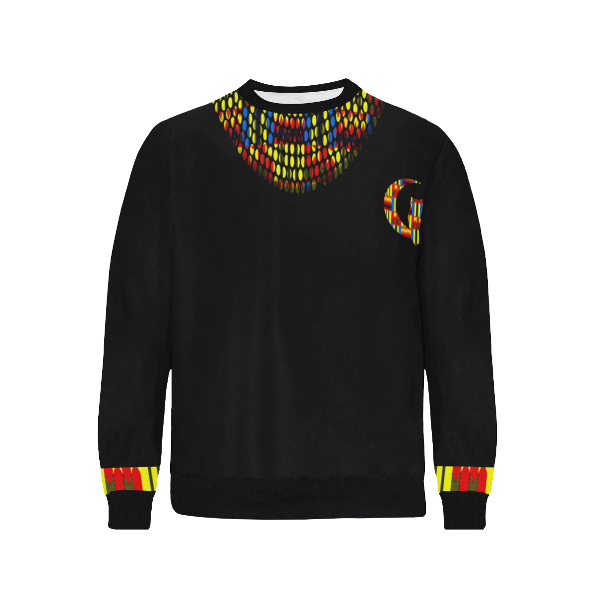 KENTE BLUE STRASS Men's Rib Cuff Crew Neck Sweatshirt