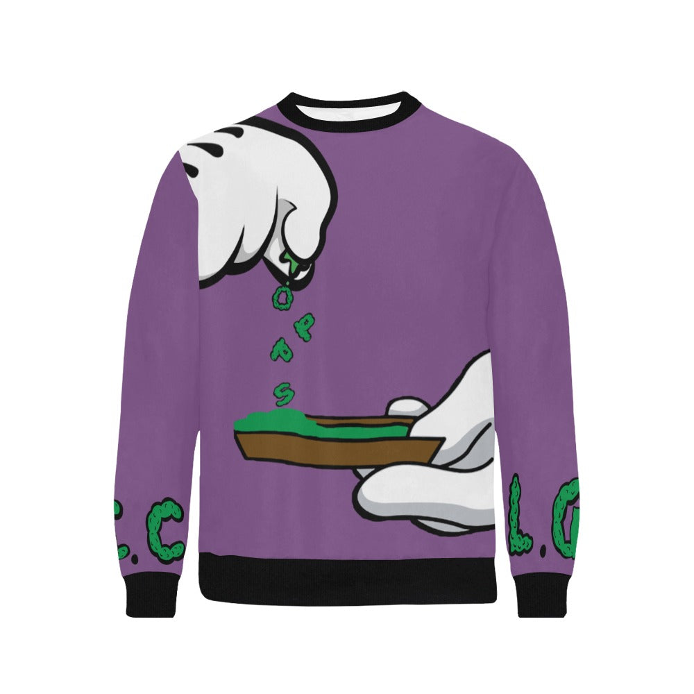 BURN THE OPPS Rib Cuff Crew Neck Sweatshirt