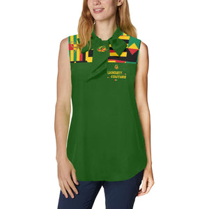 KENTE BUTAN Women's Bow Tie V-Neck Sleeveless Shirt