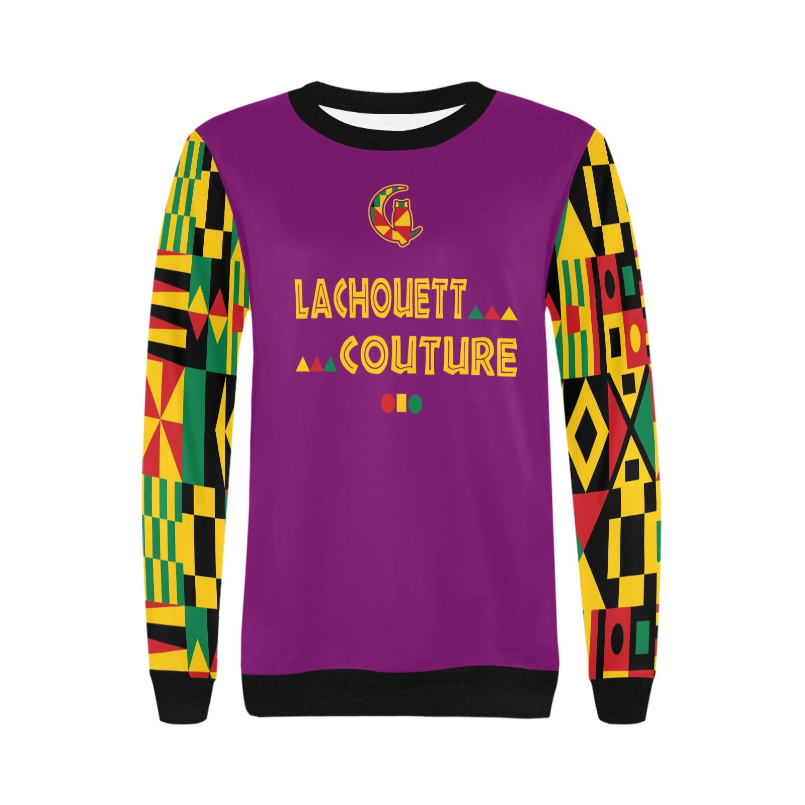 KENTE BUTAN Women's Rib Cuff Crew Neck Sweatshirt