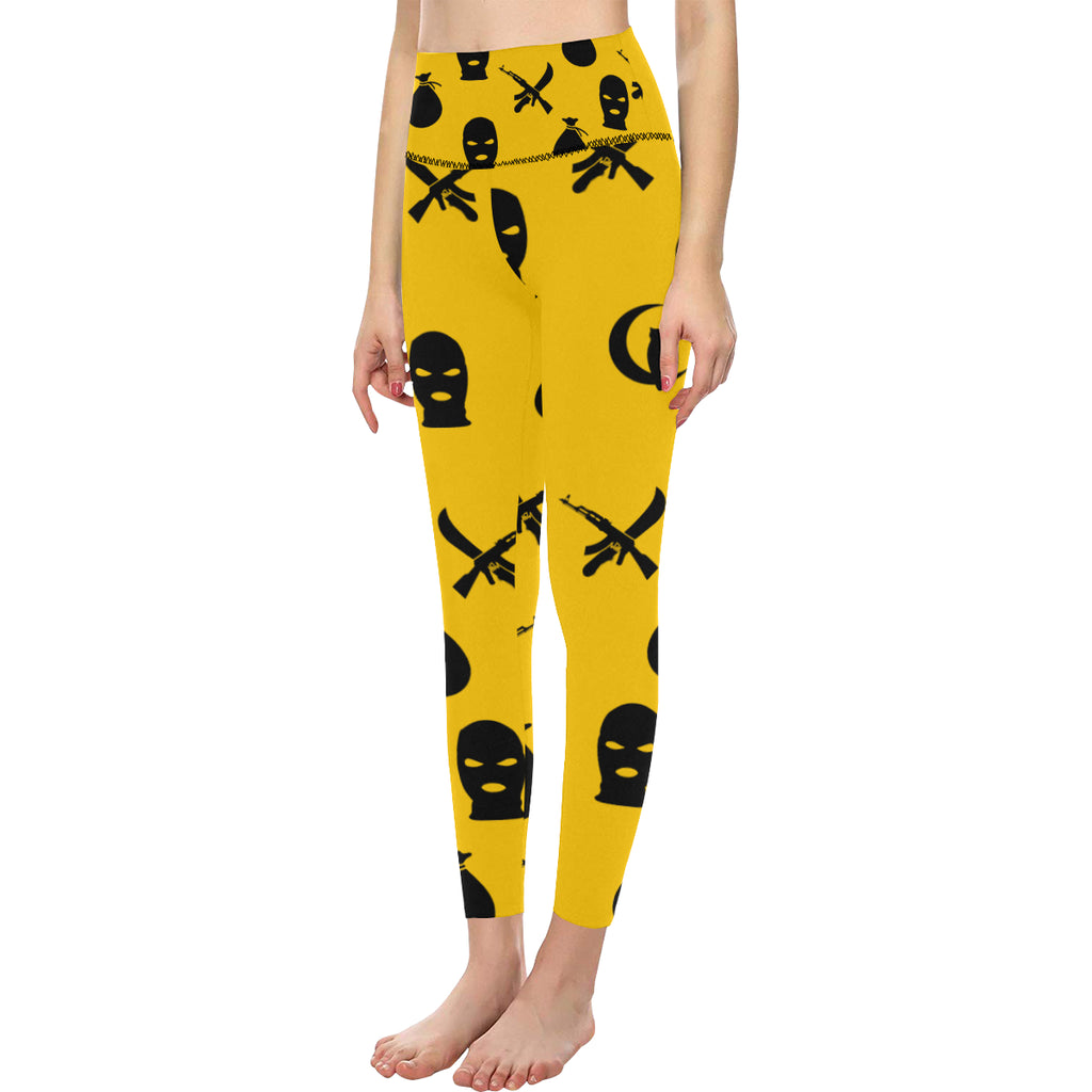 DRILLIN YLW All Over Print High-Waisted Leggings