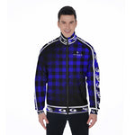 DUSTY PLAID BLUE Stand Collar Jacket