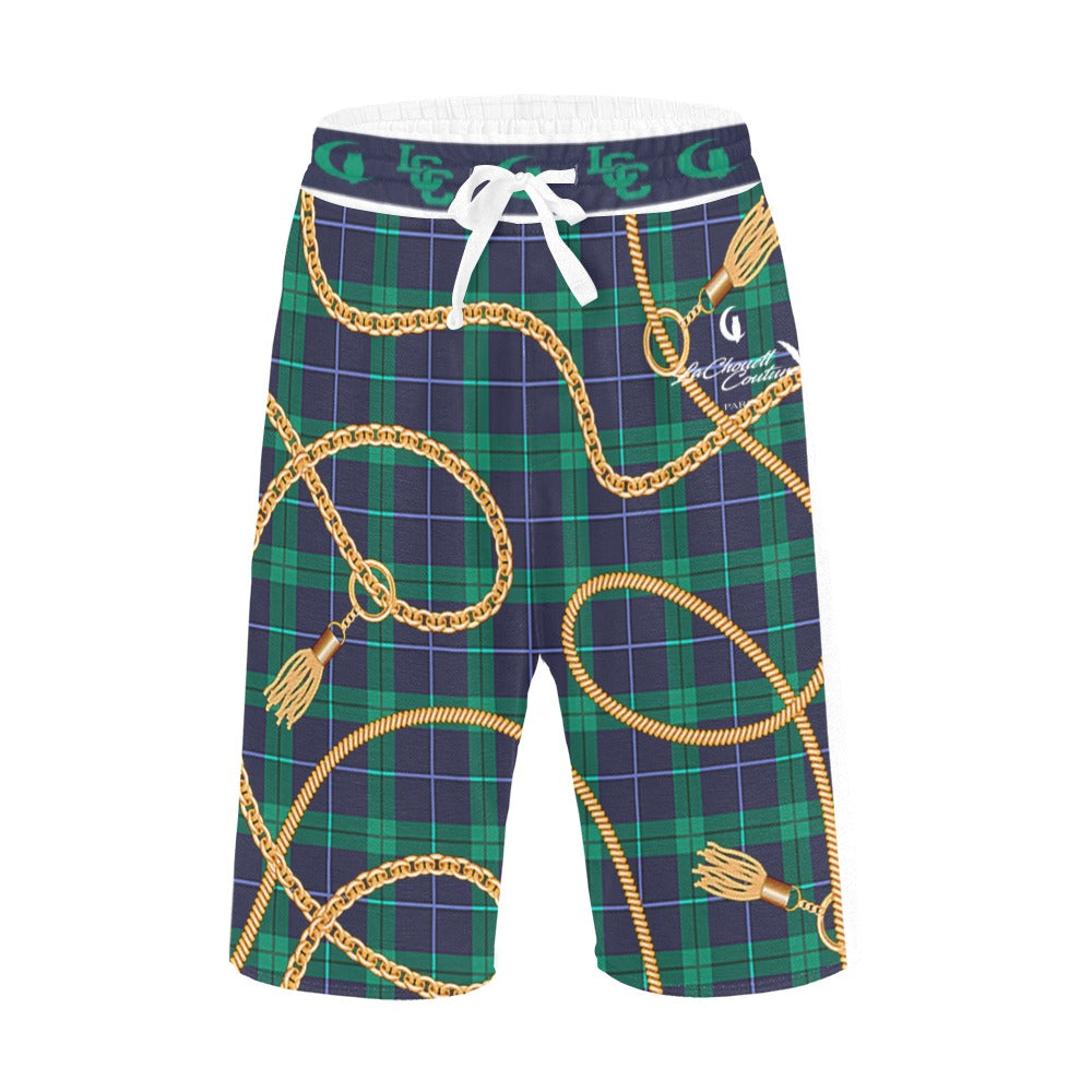 PLAID IN GOLD Men's All Over Print Casual Shorts