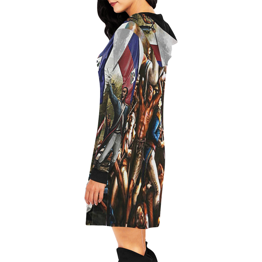 HAITI REVOLUTION All Over Print Hoodie Mini Dress