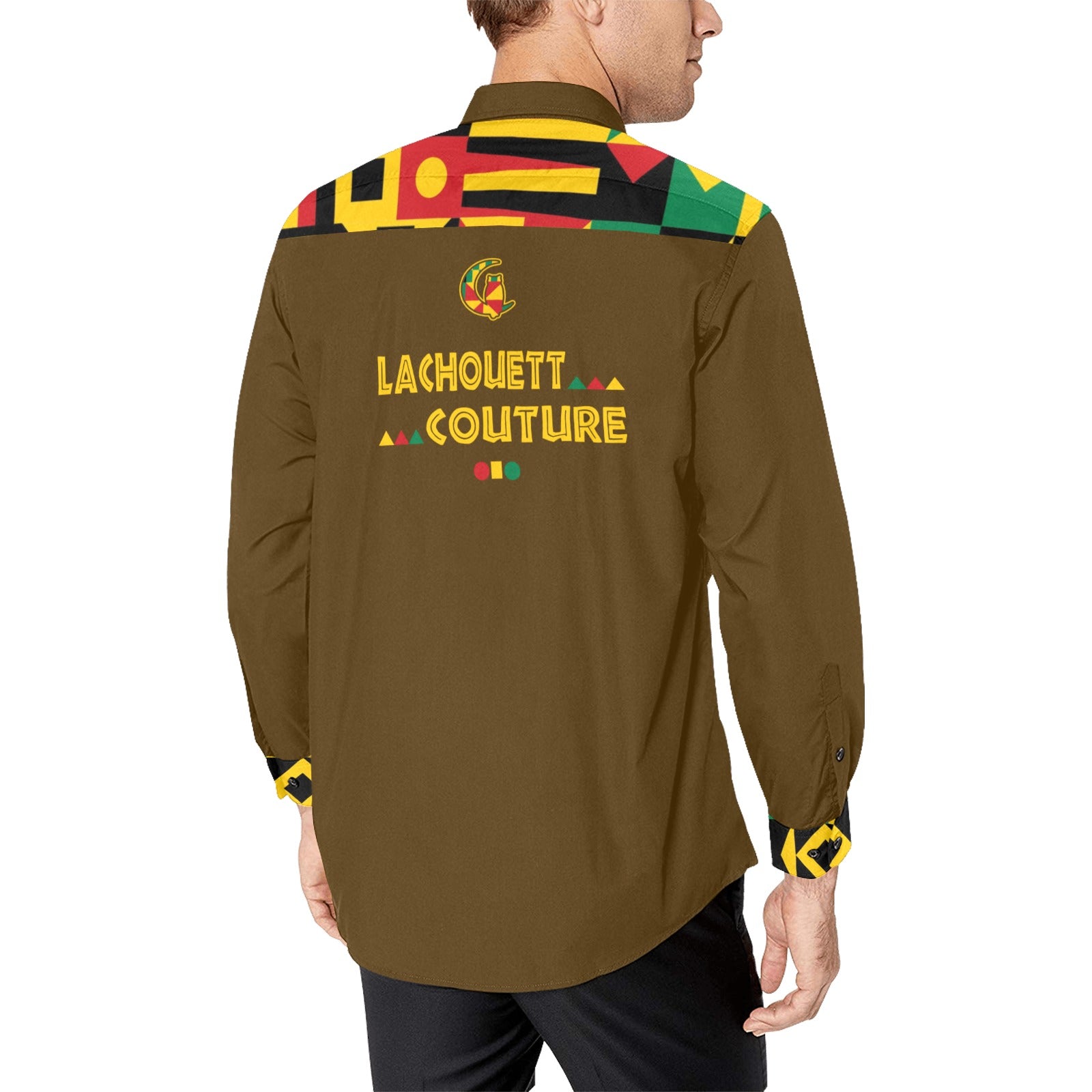 KENTE BUTAN Men's All Over Print Casual Dress Shirt