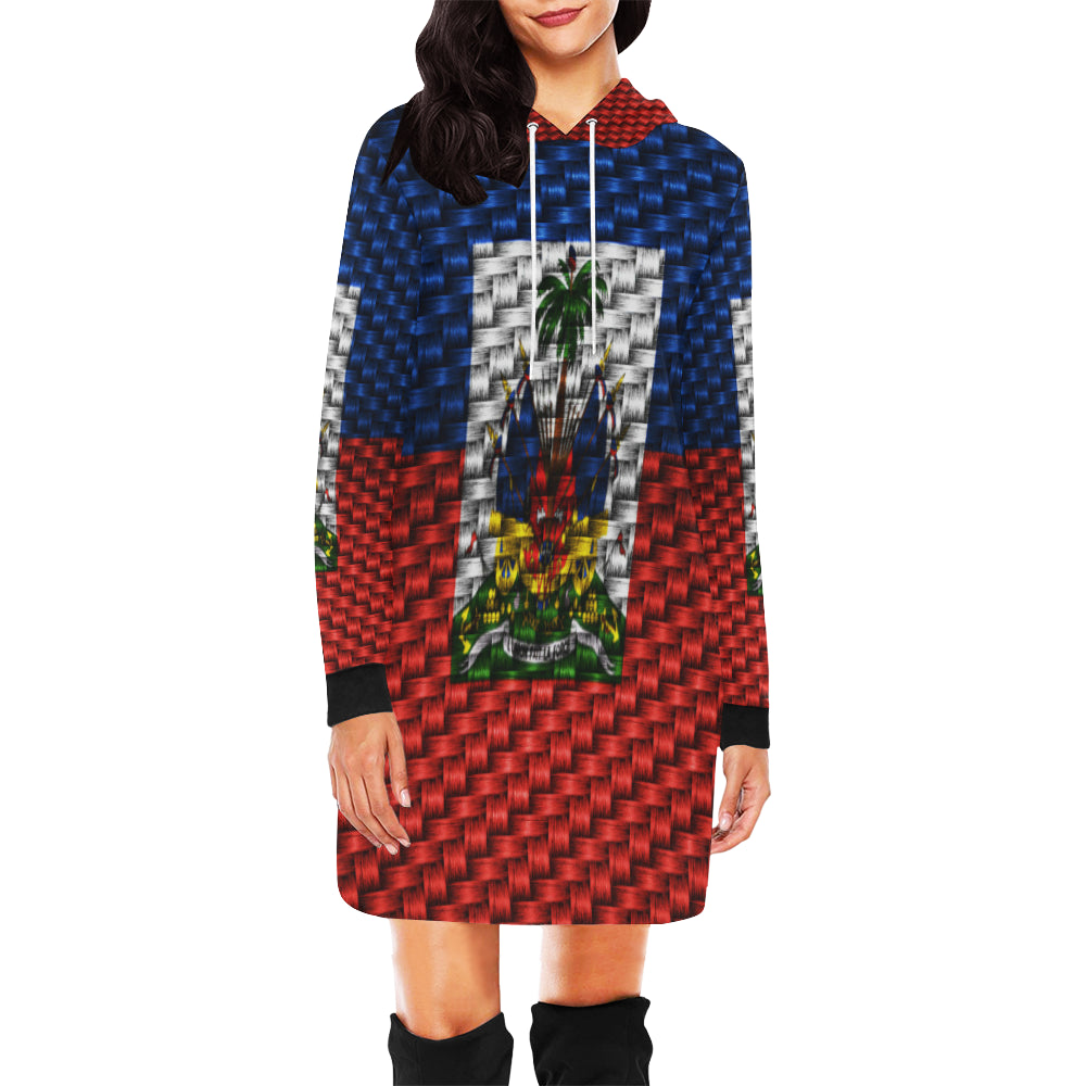 HAITI FLAG All Over Print Hoodie Mini Dress